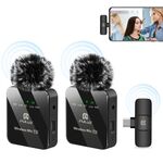 Microfono lavalier wireless PULUZ per telefono di tipo C, ricevitore di tipo C e doppio microfono (nero)
