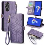Custodia per cellulare in pelle con fibbia laterale per ASUS Zenfone 9 con cerniera geometrica (viola)