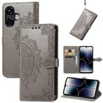 Per Ulefone Note 16 Pro Custodia in pelle goffrata fiore mandala (grigio)