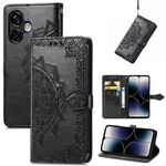 Per Ulefone Note 16 Pro Custodia in pelle goffrata fiore mandala (nero)