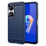 Custodia in TPU per Asus Zenfone 10 in fibra di carbonio con trama spazzolata (blu)