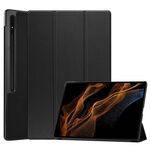 Per Samsung Galaxy Tab S9 Ultra Custer Custodia per tablet in pelle con supporto a 3 pieghe in puro colore (nero)