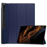 Per Samsung Galaxy Tab S9 Ultra Custer Custodia per tablet in pelle con supporto a 3 pieghe in puro colore (blu scuro)