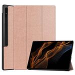 Per Samsung Galaxy Tab S9 Ultra Custer Custodia per tablet in pelle con supporto a 3 pieghe in puro colore (oro rosa)