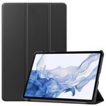 Per Samsung Galaxy Tab S9 Custer custodia per tablet in pelle con supporto a 3 pieghe in puro colore (nero)