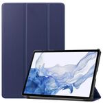 Per Samsung Galaxy Tab S9 Custer Custodia per tablet in pelle con supporto a 3 pieghe in puro colore (blu scuro)