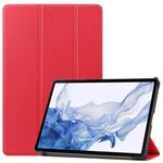 Per Samsung Galaxy Tab S9 Custer custodia per tablet in pelle con supporto a 3 pieghe in puro colore (rosso)