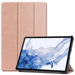 Per Samsung Galaxy Tab S9 Custer custodia per tablet in pelle con supporto a 3 pieghe in puro colore (oro rosa)