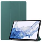 Per Samsung Galaxy Tab S9 Custer Custodia per tablet in pelle con supporto a 3 pieghe in puro colore (verde scuro)