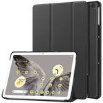 Per Google Pixel Tablet Custer Pure Color 3-Fold Holder Custodia per tablet in pelle intelligente (nero)