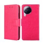 Per Xiaomi Civi 3 5G Custodia in pelle con struttura in cristallo (rosa rossa)