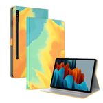 Per Samsung Galaxy Tab S9+ Custodia per tablet in pelle con motivo ad acquerello (foglie d'autunno)