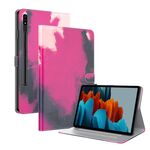 Per Samsung Galaxy Tab S9+ Custodia per tablet in pelle con motivo ad acquerello (colore bacca)
