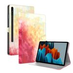 Per Samsung Galaxy Tab S9+ Custodia per tablet in pelle con motivo ad acquerello (ciliegia primaverile)