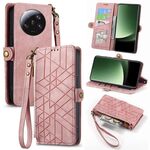 Custodia per telefono in pelle con fibbia laterale per portafoglio con cerniera ultra geometrica Xiaomi 13 (rosa)
