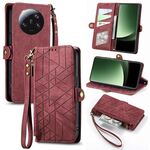 Custodia per telefono in pelle con fibbia laterale per portafoglio con cerniera ultra geometrica Xiaomi 13 (rosso)