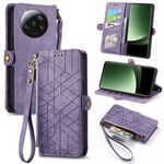 Custodia per telefono in pelle con fibbia laterale per portafoglio con cerniera ultra geometrica Xiaomi 13 (viola)
