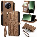 Custodia per telefono in pelle con fibbia laterale per portafoglio con cerniera ultra geometrica Xiaomi 13 (marrone)