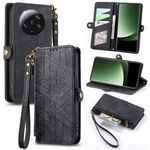 Custodia per telefono in pelle con fibbia laterale per portafoglio con cerniera ultra geometrica Xiaomi 13 (nero)