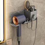 Per Dyson Asciugacapelli Supporto a parete Mensola per bagno Scaffale portaoggetti, Stile: Aggiornamento grigio