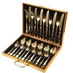 Set di posate per coltelli, forchetta e cucchiaio in acciaio inossidabile da 24 pezzi/set, specificazione: oro