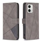 Per Motorola Moto G73 5G Custodia per telefono in pelle con struttura a rombo con fibbia magnetica (grigio)