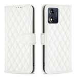 Per Motorola Moto E13 4G Diamond Lattice Custodia a portafoglio in pelle per telefono a conchiglia (bianca)