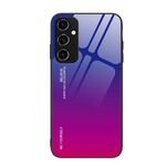 Per Samsung Galaxy A14 5G Custodia per telefono in vetro a colori sfumati (viola rosso)