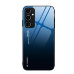 Per Samsung Galaxy A34 5G Custodia per telefono in vetro a colori sfumati (blu nero)