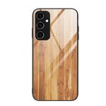 Per Samsung Galaxy A34 5G Custodia per telefono in vetro venato di legno (giallo)