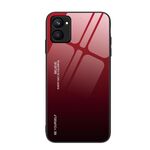 Per Realme C33 Custodia per telefono in vetro a colori sfumati (rosso nero)