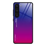 Per Samsung Galaxy S23 5G Custodia per telefono in vetro a colori sfumati (viola rosso)