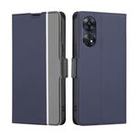 Per OPPO Reno8 T 4G Custodia per telefono in pelle con fibbia laterale in twill (blu)