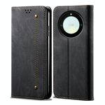 Custodia per cellulare in pelle per Honor X40 Denim Texture (nera)