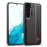 Per Samsung Galaxy S22 LC.IMEEKE Custodia per telefono antiurto in fibra di carbonio 3 in 1 (nera)