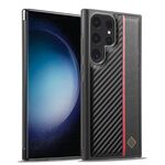 Per Samsung Galaxy S22 Ultra LC.IMEEKE Custodia per telefono antiurto in fibra di carbonio 3 in 1 (nera)
