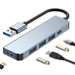 BYL-2301U Adattatore HUB 5 in 1 da USB a USB3.0+USB2.0x3+USB-C / Type-C, lunghezza cavo: 10 cm