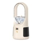 Ventilatore senza lama con ricarica USB da tavolo Ventilatore con display digitale a LED verticale portatile, colore: caffè al latte