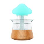 CH06 Umidificatore a pioggia da 300 ml Fungo nuvola Lampada da notte colorata Macchina per aromaterapia, Stile: senza telecomando (venatura del legno chiaro)