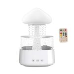 CH08 450ml Umidificatore a pioggia Fungo nuvola Lampada da notte colorata Macchina per aromaterapia, Stile: con telecomando (bianco)