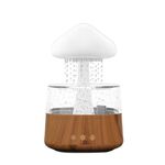 CH08 450ml Umidificatore a pioggia Fungo nuvola Lampada da notte colorata Macchina per aromaterapia, Stile: Senza telecomando (Venatura del legno chiaro)