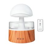 Umidificatore a pioggia da 500 ml Fungo nuvola Lampada da notte colorata Macchina per aromaterapia con telecomando, stile: ricaricabile (venatura del legno)