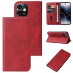 Custodia per telefono in pelle con chiusura magnetica per Ulefone Note 16 Pro (rosso)