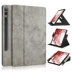 Per Samsung Galaxy Tab S9 360 Rotation Stand Custodia per tablet in pelle intelligente (grigio)