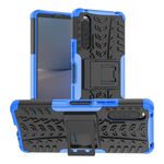 Per Sony Xperia 10 V Tire Texture TPU + Custodia per PC con supporto (blu)