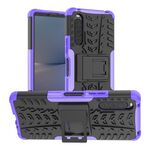 Per Sony Xperia 10 V Tire Texture TPU + custodia per PC con supporto (viola)