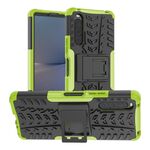 Per Sony Xperia 10 V Tire Texture TPU + Custodia per PC con supporto (verde)