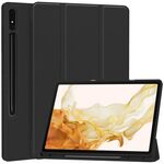 Per Samsung Galaxy Tab S9+ 3-Fold Pure Color TPU Smart Custodia per tablet in pelle con slot per penna (nero)