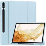 Per Samsung Galaxy Tab S9 + custodia per tablet in pelle Smart TPU a 3 pieghe in puro colore con slot per penna (azzurro)