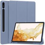 Per Samsung Galaxy Tab S9+ 3-Fold custodia in pelle per tablet in TPU di colore puro con slot per penna (lavanda)